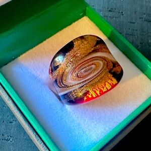 Authentic Murano glass ring , stamped ! Size 7